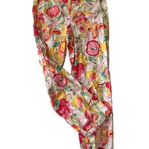 Talbots Vintage Cottage Core Fruit Butterfly Sz 12 Stretch Pants Coastal Grandma